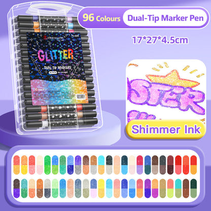 ⏳Last Day-50% Off✨🌈Dual-Tip Glitter Marker Pen