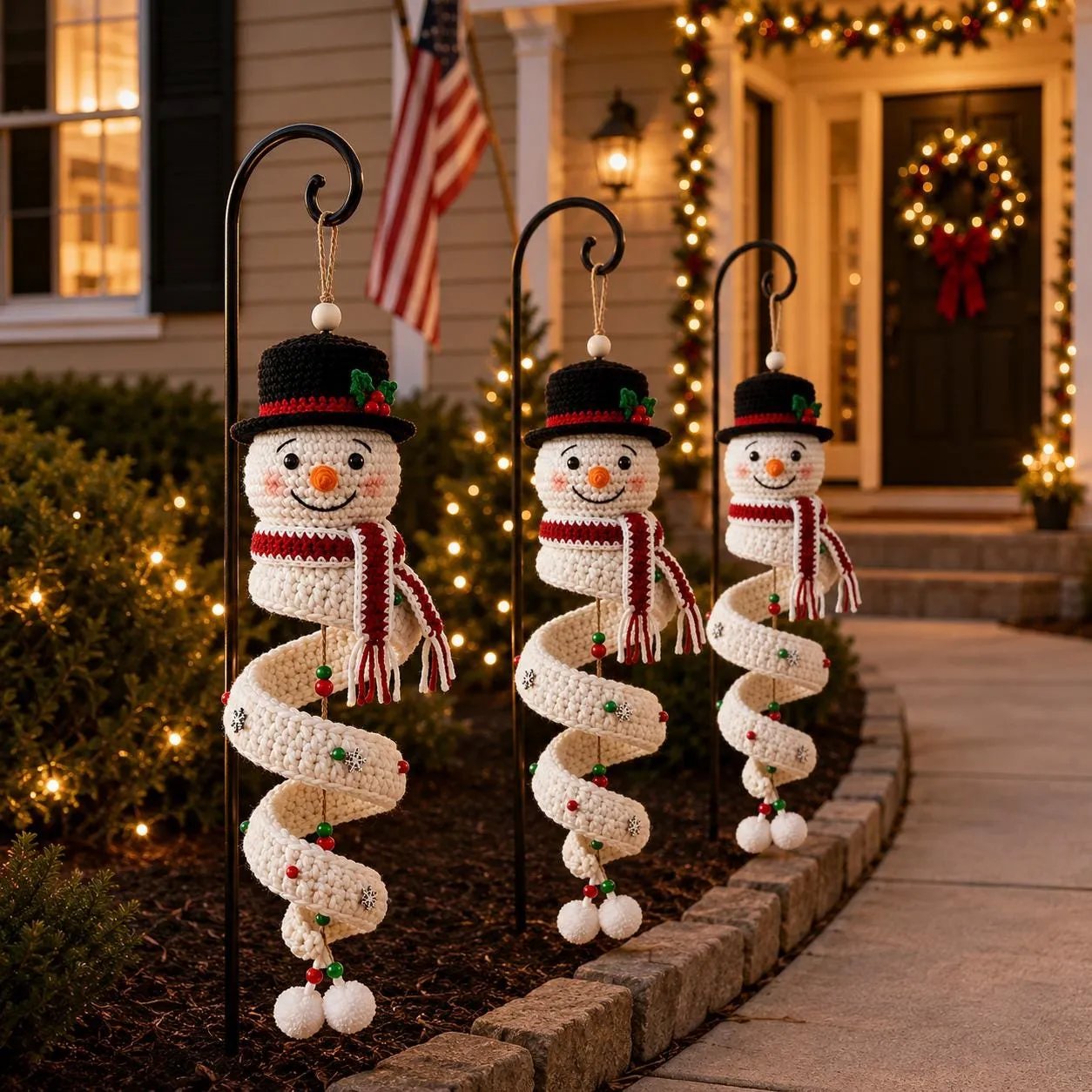 🔥HOT SALE 49% OFF☃️Crochet Snowman Spiral Ornament DIY Kit | Complete Beginner-Friendly Set with Soft Yarn, Crochet Hook, Festive Beads, Snowflakes & Step-by-Step Guide 🧶🎄✨