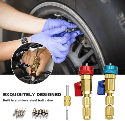 🔧R134a AC Valve Core Tool Kit  – High & Low Pressure Quick Coupler Remover Installer Set | Automotive Refrigerant Service Repair Tool