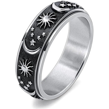 💕 Sun, Moon, and Stars Anxiety Relief Spinner Ring for Couples