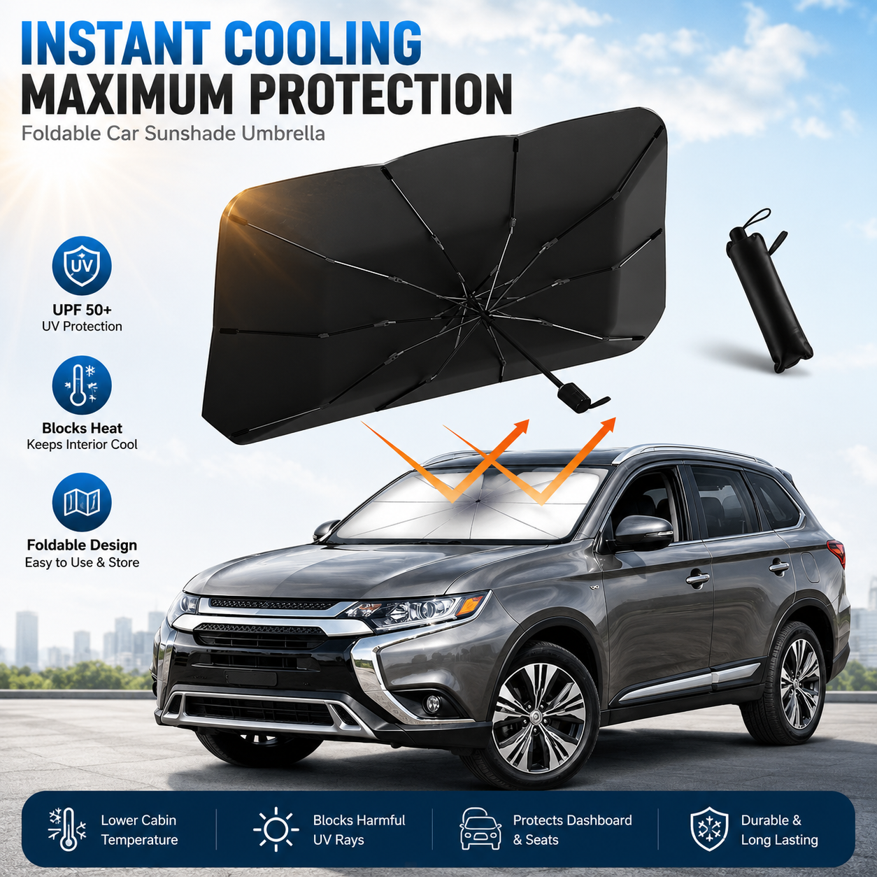 ☀️Summer Hot Sale 49% OFF !🚗 Foldable Car Window Sunshade – Blocks UV rays and heat – Protects the dashboard and interior 🛡️