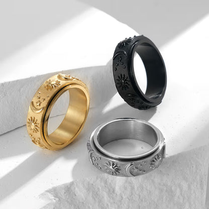 💕 Sun, Moon, and Stars Anxiety Relief Spinner Ring for Couples