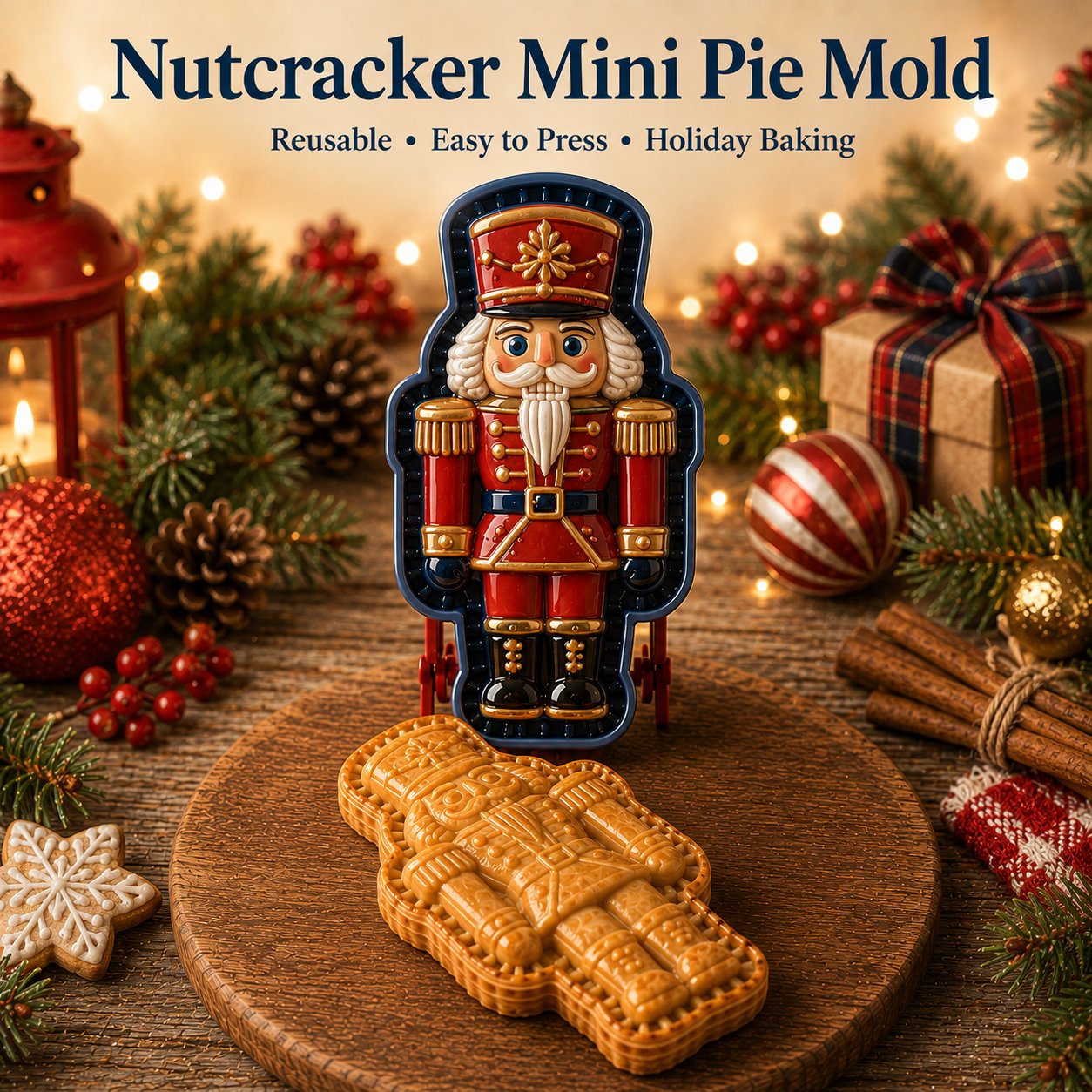 ⏳ Last Day 48% OFF – 🎄Christmas Mini Pie Mold Collection | Reusable Embossed Molds for Shaping Detailed Santa, Snowman, Reindeer, Tree & Holiday Pies 🥧✨