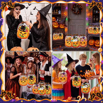 🔥Last Day 50% OFF - 50 Pcs Halloween Favor Bags Transparent Pumpkin Sealed Pouches🍬