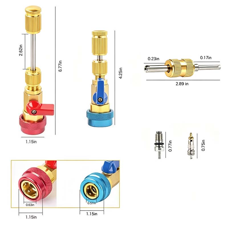 🔧R134a AC Valve Core Tool Kit  – High & Low Pressure Quick Coupler Remover Installer Set | Automotive Refrigerant Service Repair Tool