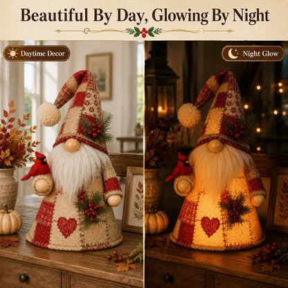 Free Shipping🔥49% OFF – 🐦 Patchwork Bird Gnome Light Collection | Warm Glowing Tabletop Decor with Farmhouse Patchwork Details for Mantels, Shelves & Holiday Gifts ✨