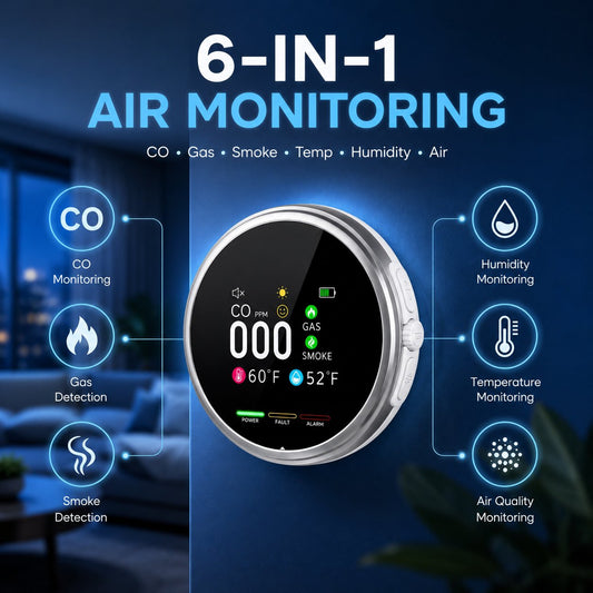 🚨 6-in-1 Plug-In Air Quality Detector | Fast Refresh Home Safety Monitor For House & RV Owners
