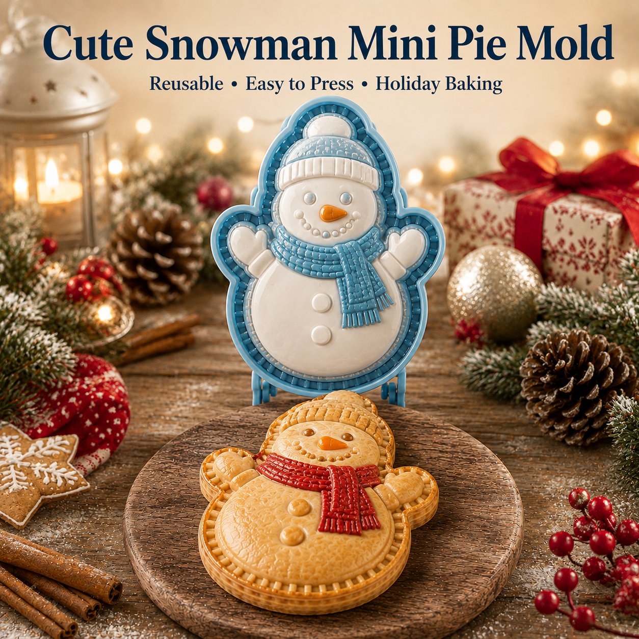 ⏳ Last Day 48% OFF – 🎄Christmas Mini Pie Mold Collection | Reusable Embossed Molds for Shaping Detailed Santa, Snowman, Reindeer, Tree & Holiday Pies 🥧✨