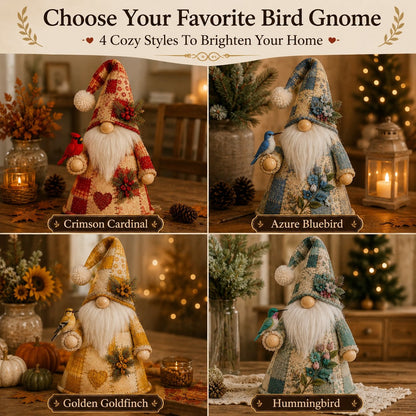 Free Shipping🔥49% OFF – 🐦 Patchwork Bird Gnome Light Collection | Warm Glowing Tabletop Decor with Farmhouse Patchwork Details for Mantels, Shelves & Holiday Gifts ✨