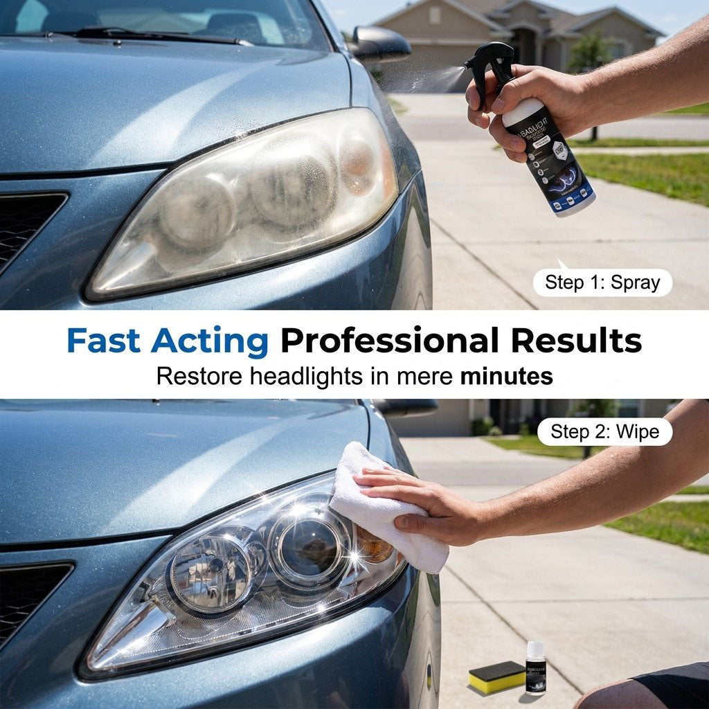 Headlight Restoration Fluid with Crystalline Protective Coating