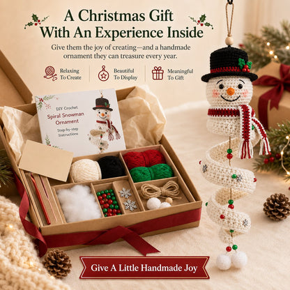 🔥HOT SALE 49% OFF☃️Crochet Snowman Spiral Ornament DIY Kit | Complete Beginner-Friendly Set with Soft Yarn, Crochet Hook, Festive Beads, Snowflakes & Step-by-Step Guide 🧶🎄✨