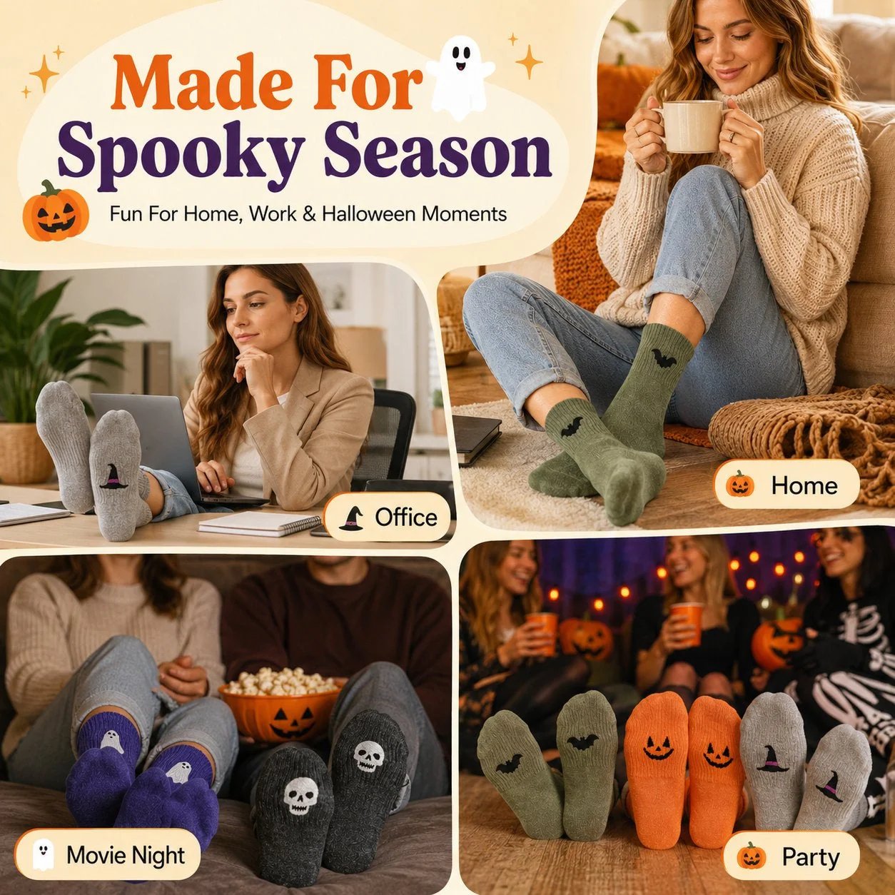 🔥🔥🔥Split price down to £2.17 each🎃Halloween Embroidered Crew Socks🧦