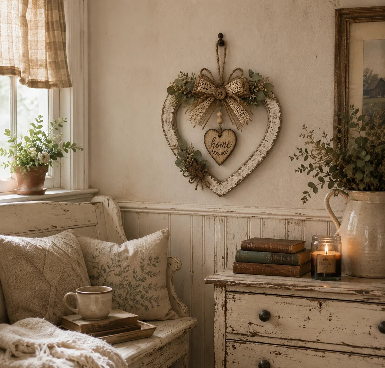 🤎Rustic Farmhouse Heart Wall Decor with“Home”Sign