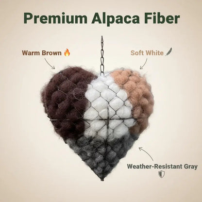 🕊️ Handmade Alpaca Fiber Bird Nesting Heart