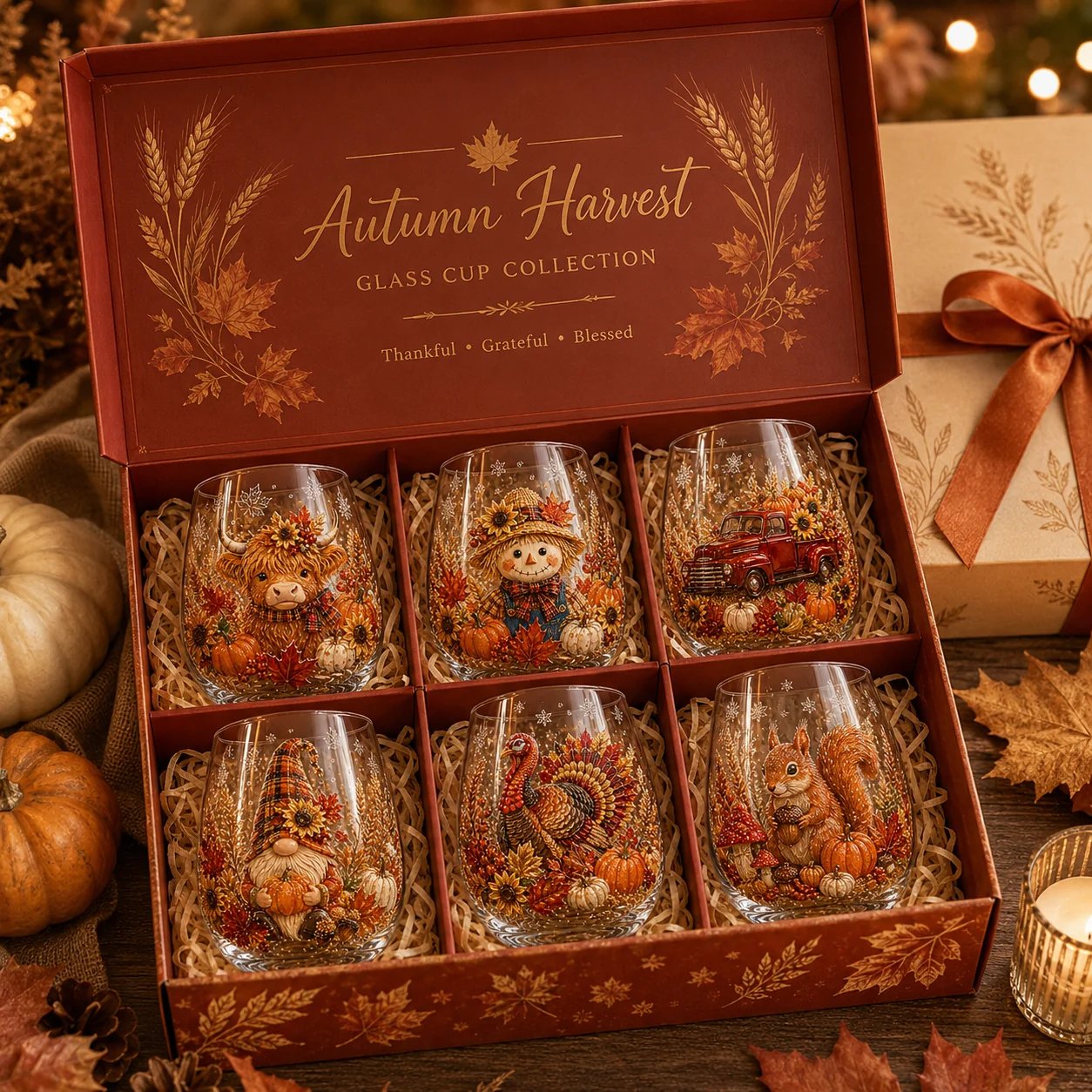 🍂✨Autumn Harvest Glass Cup Set