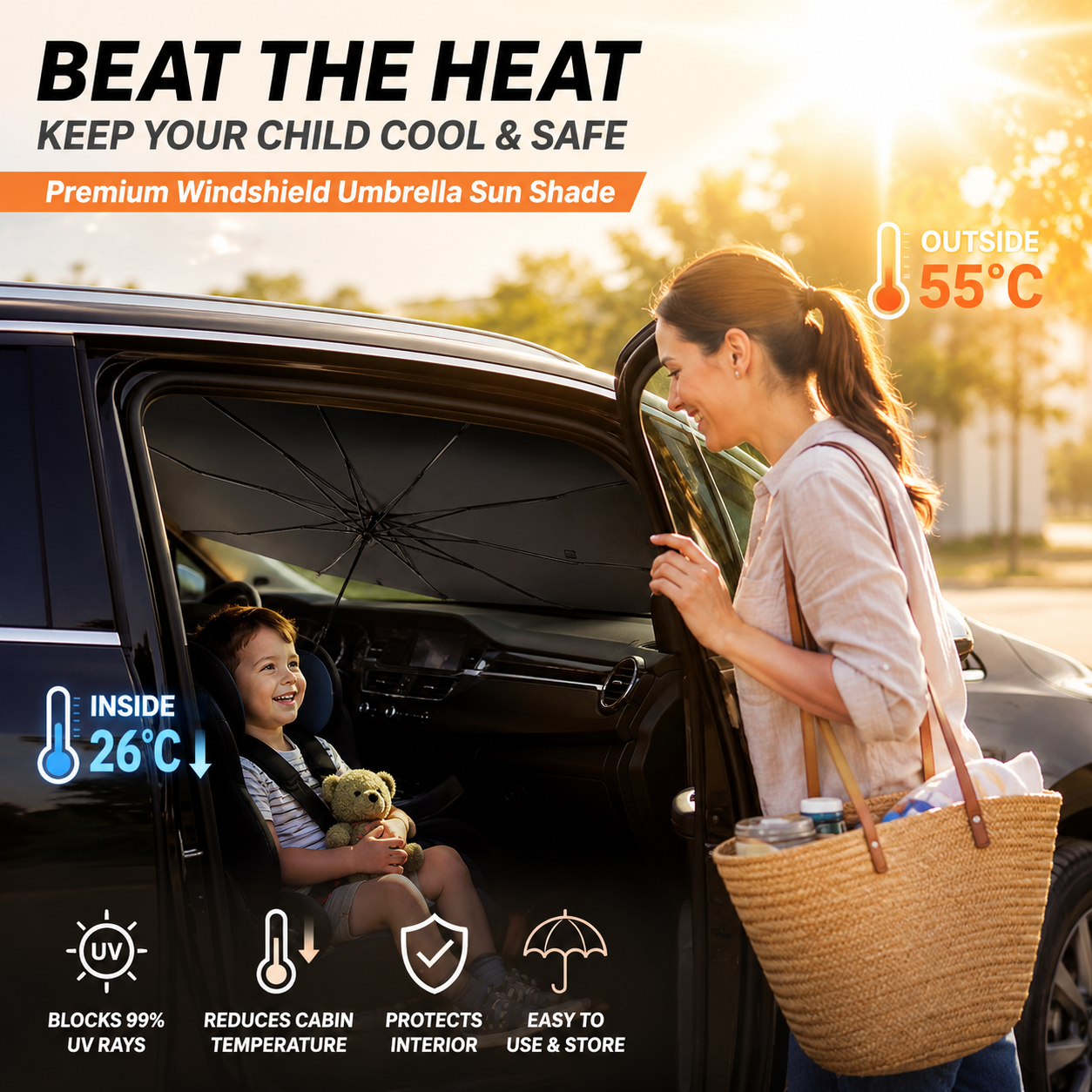 ☀️Summer Hot Sale 49% OFF !🚗 Foldable Car Window Sunshade – Blocks UV rays and heat – Protects the dashboard and interior 🛡️