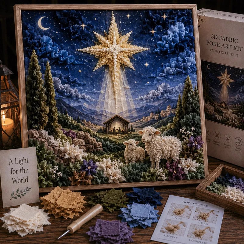 🔥 LAST DAY 49% OFF – ✝️🧵 Premium 3D Christian Fabric Poke Art Kit | No-Sew Faith Craft with Pre-Punched Board, Fabric Squares & Display Stand 🕊️✨