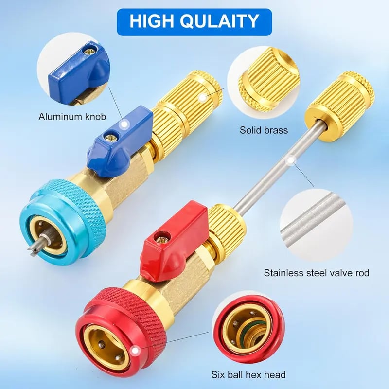 🔧R134a AC Valve Core Tool Kit  – High & Low Pressure Quick Coupler Remover Installer Set | Automotive Refrigerant Service Repair Tool
