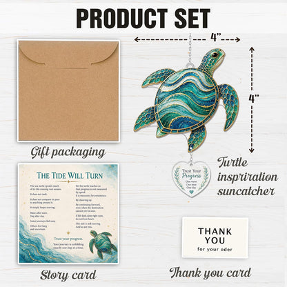 Inspirational Suncatcher with Story Card – Sea Turtle, Butterfly & Dragonfly Window Hanging Decor