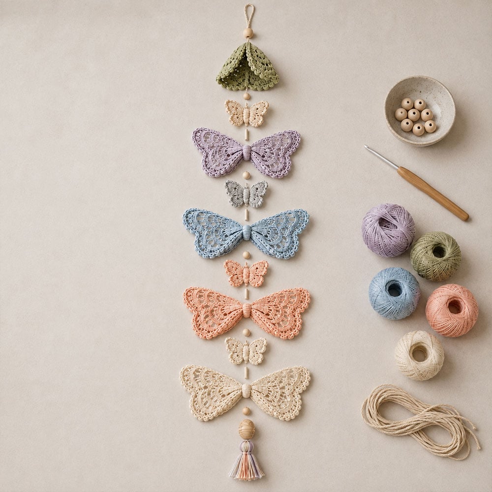 🔥LAST DAY 49% OFF - 🦋Butterfly Garden Cascade DIY Crochet Kit