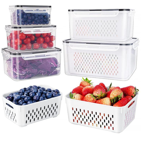 🍓✨ 3-PC Fruit Container Set – Removable Colander, Leak-Proof & Stackable