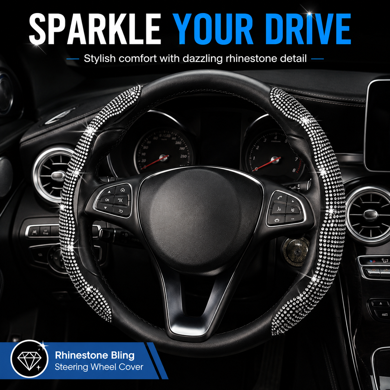Rhinestones Bling Cover for Auto Steering Wheels