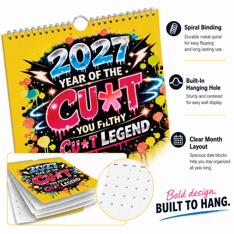 💥Early Bird Sale — 49% OFF🎁2027 Year of the Cu*t Wall Calendar – Bold Graffiti Humor Calendar📆🌟