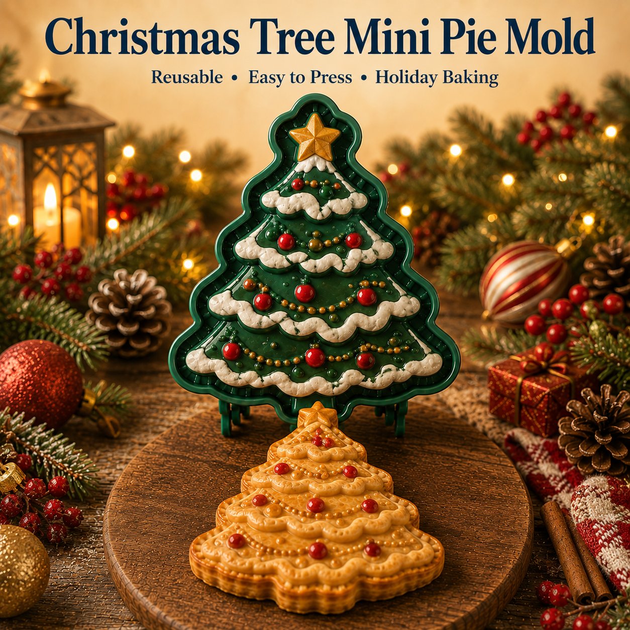 ⏳ Last Day 48% OFF – 🎄Christmas Mini Pie Mold Collection | Reusable Embossed Molds for Shaping Detailed Santa, Snowman, Reindeer, Tree & Holiday Pies 🥧✨