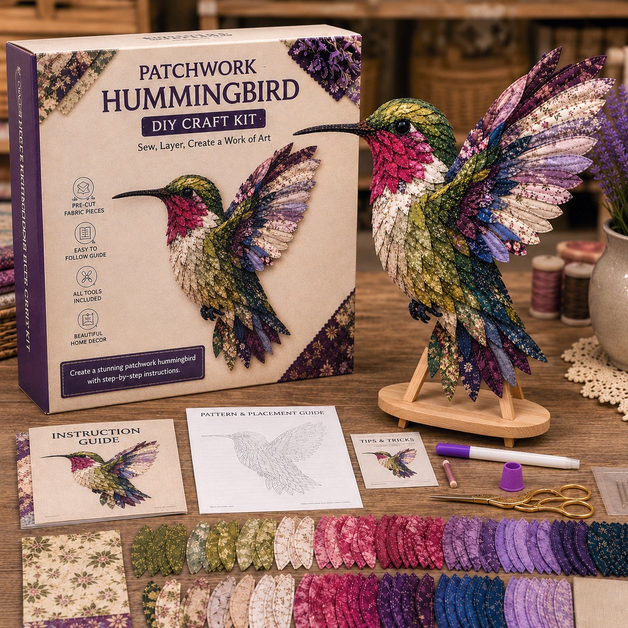 DIY Patchwork Bird Hanging Kit