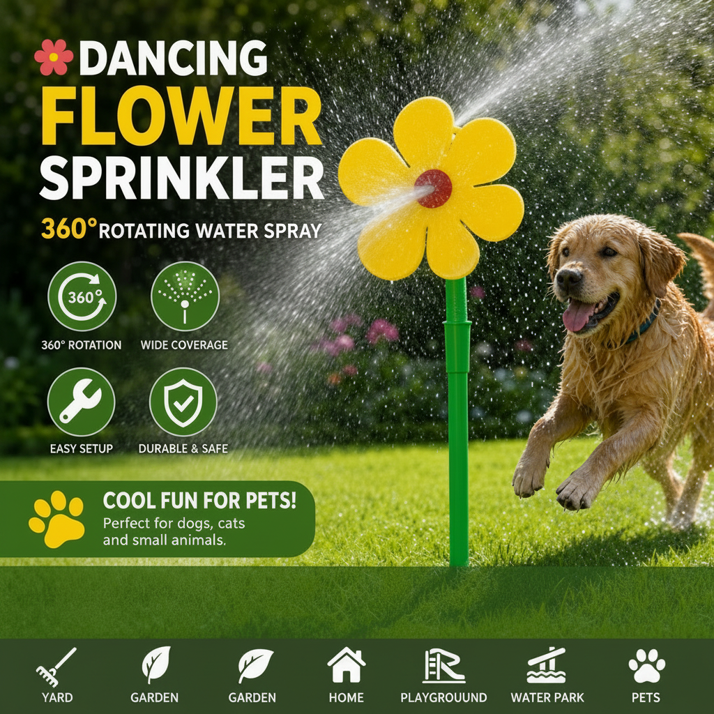 ✨️49% OFF! Boost your courtyard happiness! 360° Rotating Dancing Flower Sprinkler-Funny Dancing Flower Yard Lawn Sprinkler