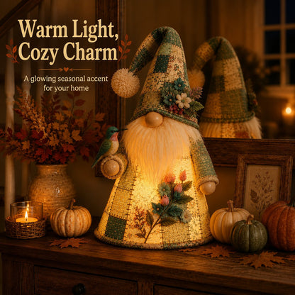 Free Shipping🔥49% OFF – 🐦 Patchwork Bird Gnome Light Collection | Warm Glowing Tabletop Decor with Farmhouse Patchwork Details for Mantels, Shelves & Holiday Gifts ✨