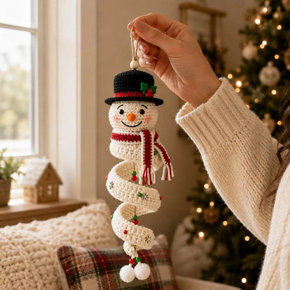 🔥HOT SALE 49% OFF☃️Crochet Snowman Spiral Ornament DIY Kit | Complete Beginner-Friendly Set with Soft Yarn, Crochet Hook, Festive Beads, Snowflakes & Step-by-Step Guide 🧶🎄✨