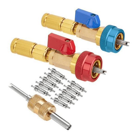 🔧R134a AC Valve Core Tool Kit  – High & Low Pressure Quick Coupler Remover Installer Set | Automotive Refrigerant Service Repair Tool