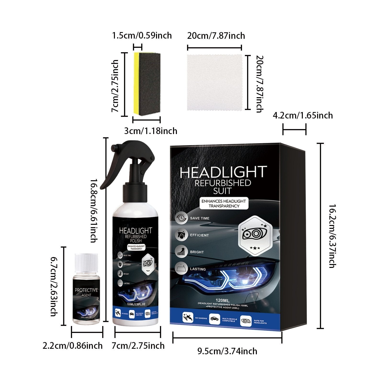 Headlight Restoration Fluid with Crystalline Protective Coating