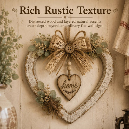 🤎Rustic Farmhouse Heart Wall Decor with“Home”Sign
