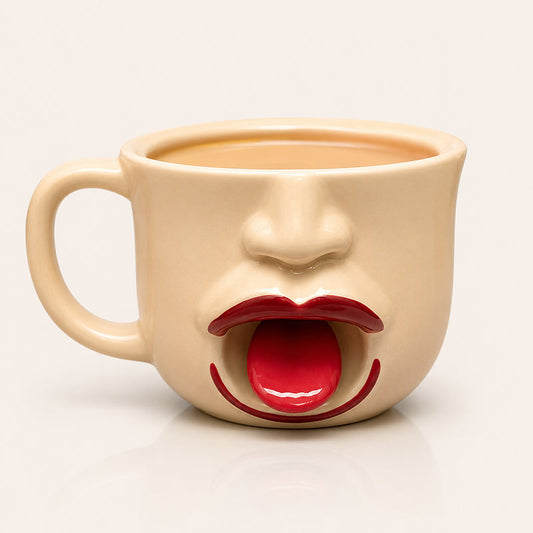 Quirky abstract tongue ceramic mug