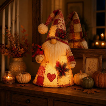 Free Shipping🔥49% OFF – 🐦 Patchwork Bird Gnome Light Collection | Warm Glowing Tabletop Decor with Farmhouse Patchwork Details for Mantels, Shelves & Holiday Gifts ✨