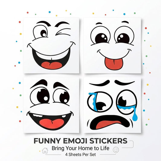 🔥Cartoon Face Stickers, Self-Adhesive Removable Decals with Glossy Finish, Multi-Surface Decor