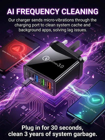 ⚡️Secret to Faster Phone Performance⚡️Four-Port Travel Charger for Extended Phone Battery Life