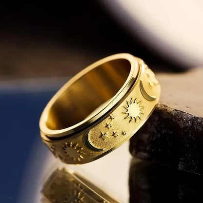 💕 Sun, Moon, and Stars Anxiety Relief Spinner Ring for Couples