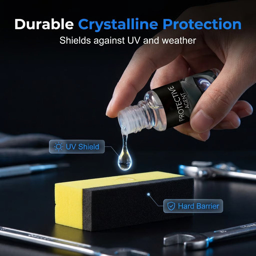 Headlight Restoration Fluid with Crystalline Protective Coating