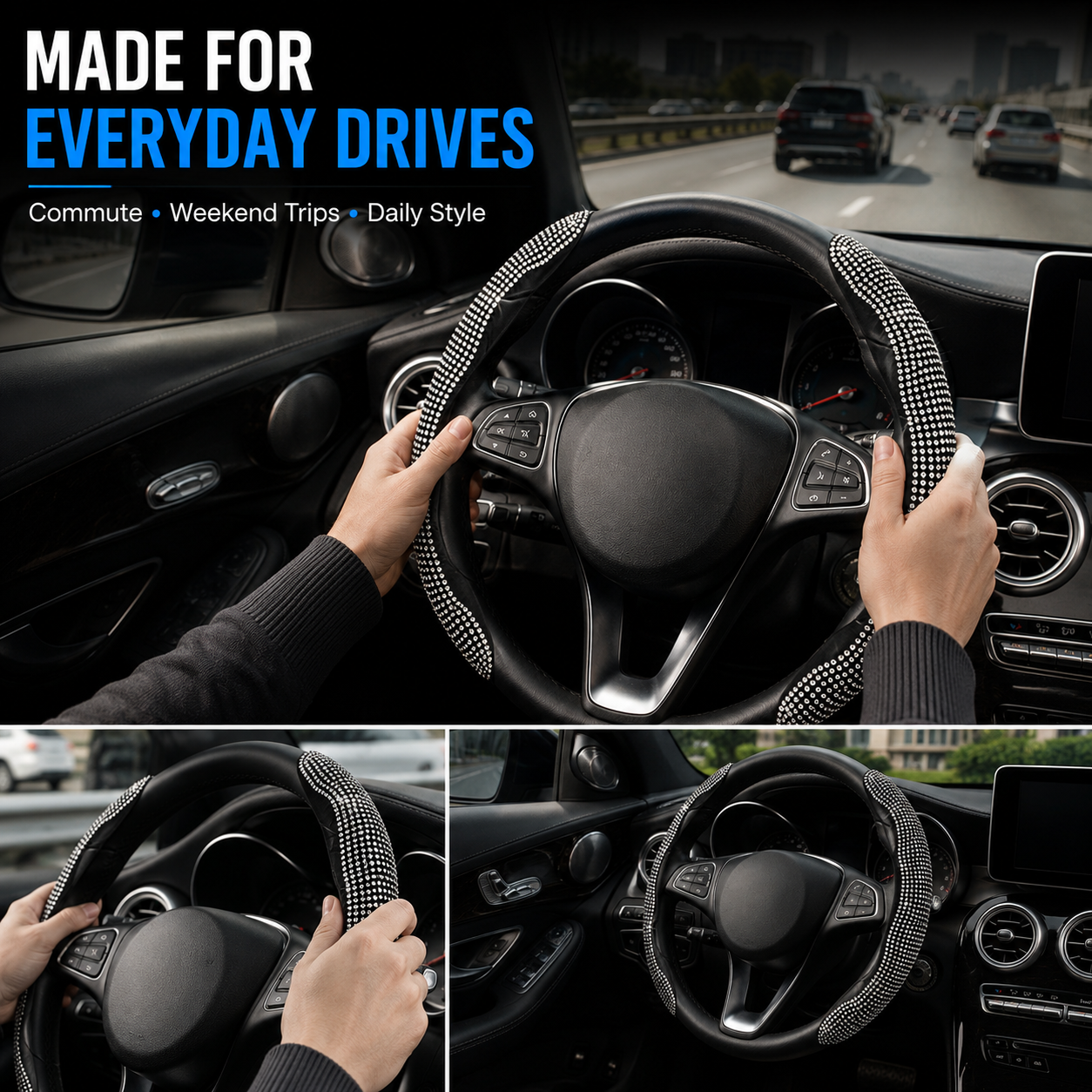 Rhinestones Bling Cover for Auto Steering Wheels