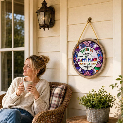Stained Happy Place Hanging Decor
