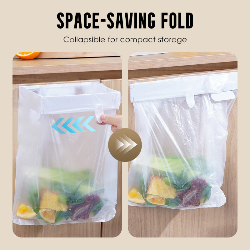 🗑️50% OFF NOW! No‑Drill Wall‑Mounted Folding Trash Bag Holder – Space‑Saving Hanging Garbage Bag Rack, Kitchen Cabinet Door Waste Organizer for Home & RV Use