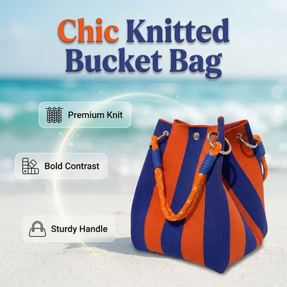 🏆👜 Limited-Time Sale: 50% OFF 🌴 Boho Striped Knit Bucket Handbag for Women – Handmade Summer Beach Shoulder Bag2