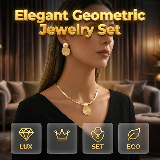 🎁Modern Chic Necklace & Earring Set – Gold finish, geometric design & lightweight – perfect for daily elegance or gifting – includes matching pieces for a polished look 💫