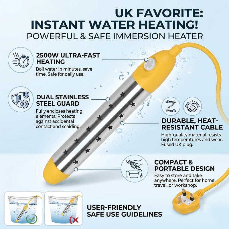 🛁49% OFF NOW! ⏰ Safe Anti-Scald Immersion Heater for Travel & Home – Compact & overheat protection – Perfect for heating drinks or baby food while travelling – dual voltage & fast heating 🔥