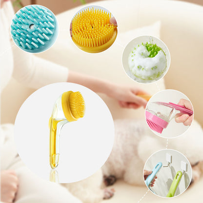 🌟Pet Bath Brush with Built-In Shampoo Dispenser 🐾  Gentle Massage Grooming Tool for Dogs & Cats – Ergonomic, Easy-to-Use & Vet-Approved Care 🇬🇧💧