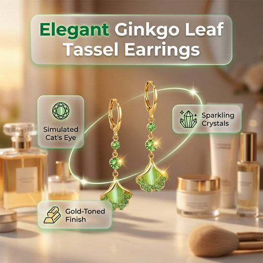 Elegant Ginkgo Leaf Tassel Earrings