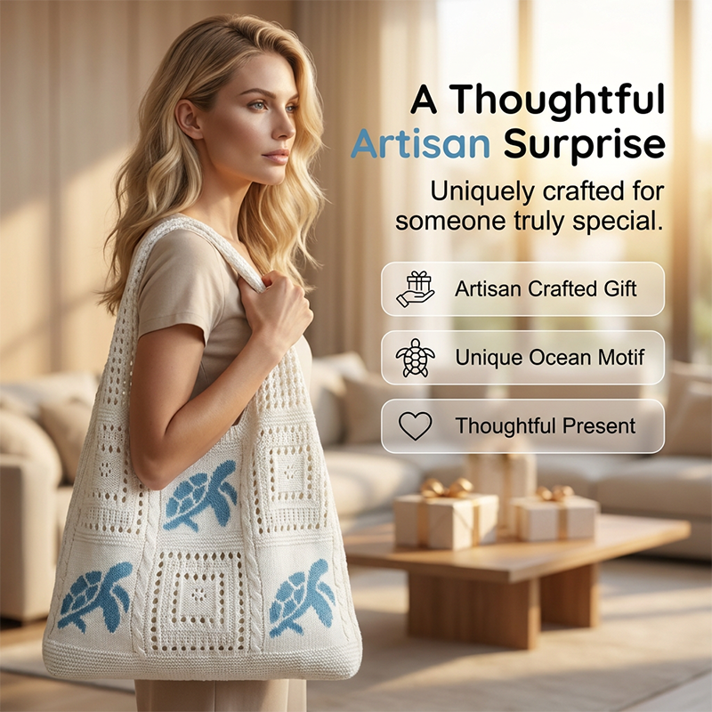 🏆LAST DAY SALE 49% OFF🔥Turtle Pattern Crochet Tote Bag